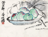 朱屺瞻 癸丑（1973年）作 花果 立轴